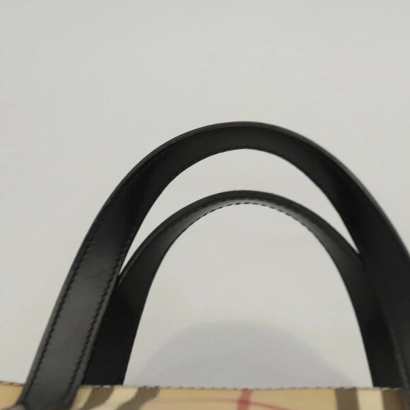 BURBERRY Nova Check Hand Bag PVC Beige Silver Auth - Picture 12 of 16